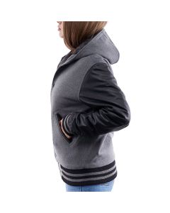 Black Wool Body & Black Leather Sleeves Letterman Jacket