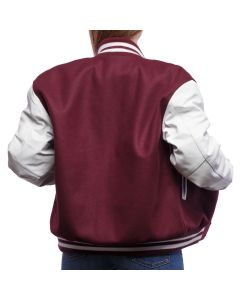 Black Wool Body & Black Leather Sleeves Letterman Jacket