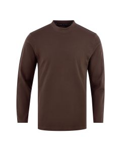 Plain Chocolate Brown Mock Neck Full Sleeve