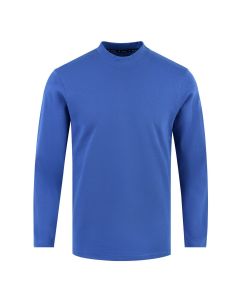 Plain Electric Blue Mock Neck Full Sleeve