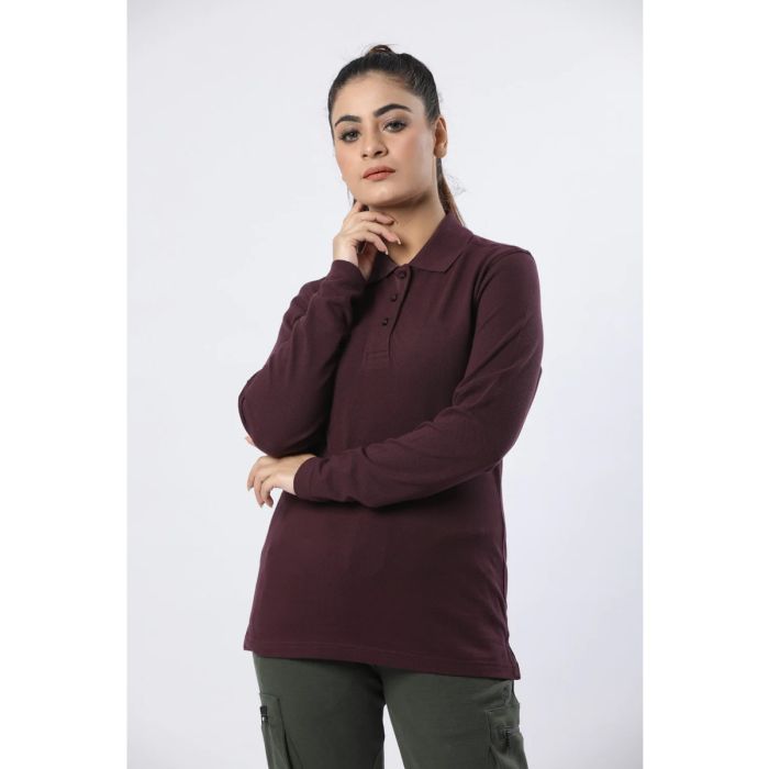Clasic Long Sleeve Polo Shirt 165 (plum ) All Size Available