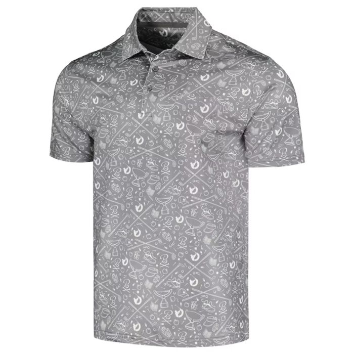 Men's Barstool Golf Gray TOUR Championship Printed Polo All Size Available