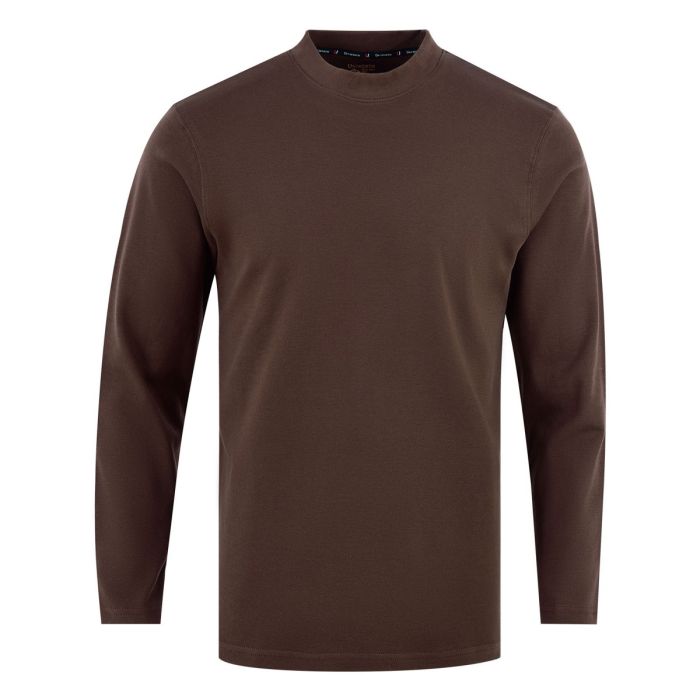 Plain Chocolate Brown Mock Neck Full Sleeve