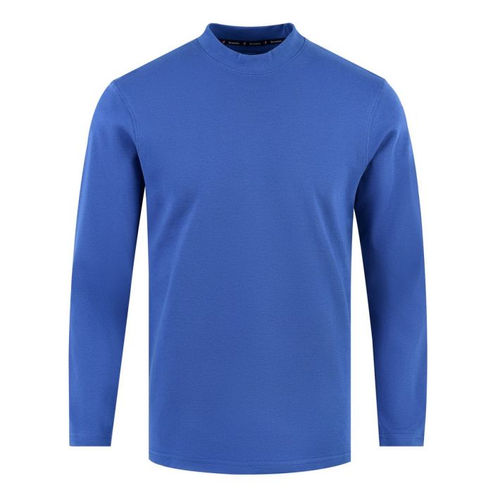 Plain Electric Blue Mock Neck Full Sleeve
