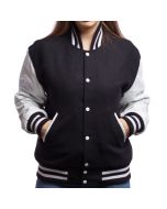 Black Wool Body & Bright White Leather Sleeves Letterman Jacket