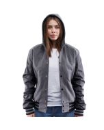 Black Wool Body & Black Leather Sleeves Letterman Jacket