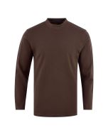 Plain Chocolate Brown Mock Neck Full Sleeve